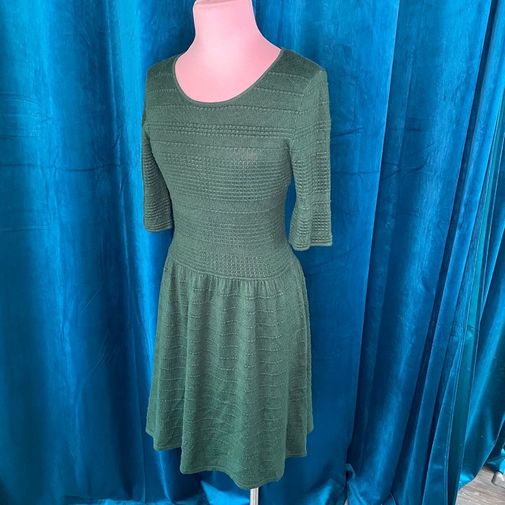 Vince Camuto 3/4 Sleeve Sweater Dress Hunter Green